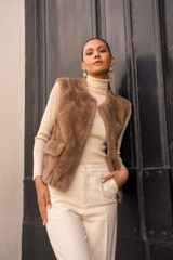 Collarless Faux Fur Gilet