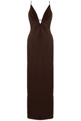 Satin Plunged Neck Maxi Dress
