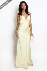 Satin Plunged Neck Maxi Dress