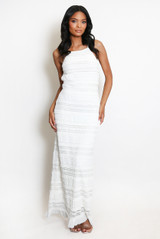 Crochet Lace Open Back Midi Dress