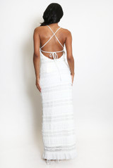 Crochet Lace Open Back Midi Dress