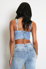 Denim Belted Crop Top 