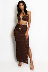 Shell Buckle Panelled Lace Bandeau Top