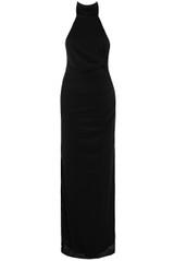Ruched Halter Neck Maxi Dress