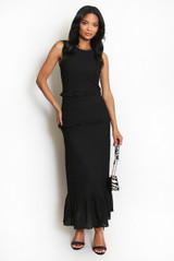 Textured Ruffle Hem Midi Dress