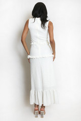 Textured Ruffle Hem Midi Dress