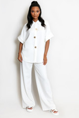Sun Button Blouse And Trousers Set