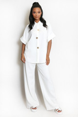 Sun Button Blouse And Trousers Set