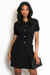 Soft Knit Cardigan And Pleated Skirt Set