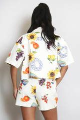Sunflower Print Boxy Blouse And Shorts Set