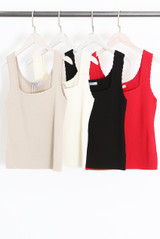 Square Neck Fine Knit Vest Top