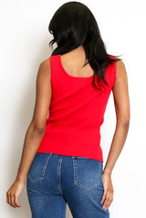 Square Neck Fine Knit Vest Top