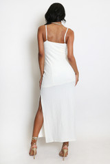 Shell Buckle Plunge Neck Maxi Dress
