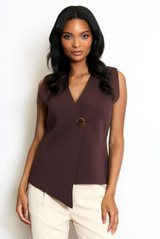 Fine Knit One Button Asymmetric Waistcoat 
