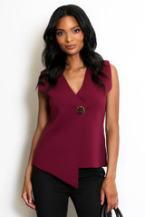 Fine Knit One Button Asymmetric Waistcoat 