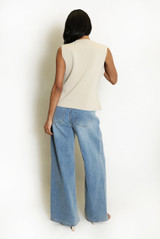 Fine Knit One Button Asymmetric Waistcoat 