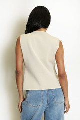 Fine Knit One Button Asymmetric Waistcoat 