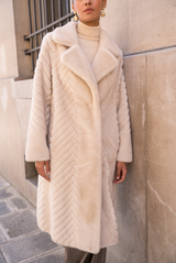 Chevron Faux Fur Coat