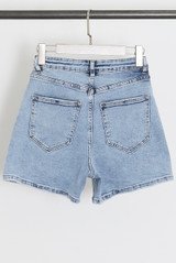 Blue Asymmetric Waist Denim Shorts
