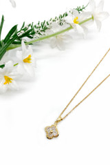 Diamante Clover Pendant Necklace