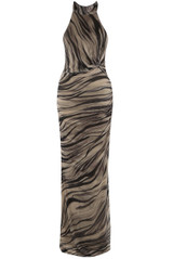 Animal Print Halter Neck Maxi Dress