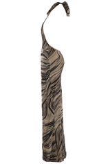 Animal Print Halter Neck Maxi Dress