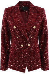 Brown Sequin Double Breasted Blazer