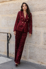 Brown Sequin Double Breasted Blazer
