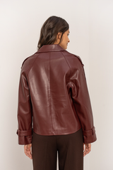 Faux Leather Double Breasted Jacket