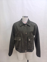 Faux Suede Jacket With PU Collar