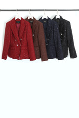 Sequin Tweed Double Breasted Blazer
