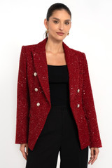 Sequin Tweed Double Breasted Blazer
