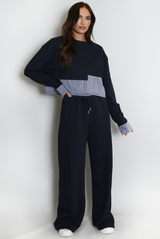 Gingham Hem Sweatshirt And Jogger Set 