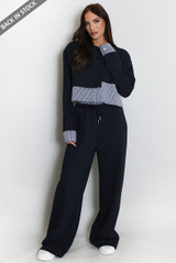 Gingham Hem Sweatshirt And Jogger Set 