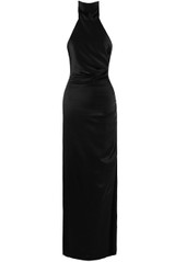 Satin Gathered Halter Neck Maxi Dress