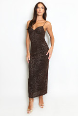 Mesh Leopard Print Midi Dress