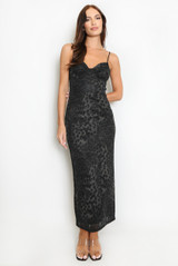 Mesh Leopard Print Midi Dress