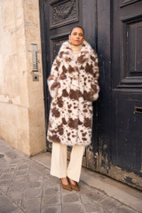 Cow Print Faux Fur Coat