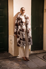Cow Print Faux Fur Coat