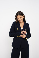 Double Breasted Blazer With Oversized Buttons