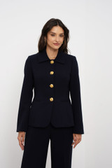 Embossed Button Tailored Blazer With Collar