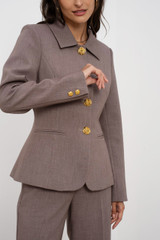 Embossed Button Tailored Blazer With Collar
