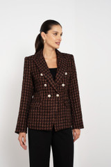 Brown Houndstooth Tweed Blazer