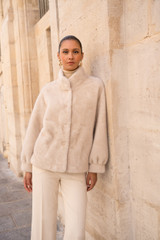 High Neck Faux Fur Jacket