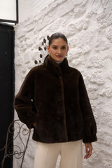 High Neck Faux Fur Jacket