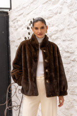 High Neck Faux Fur Jacket