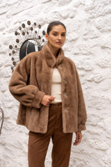 High Neck Faux Fur Jacket