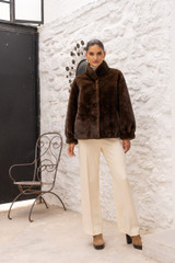 High Neck Faux Fur Jacket