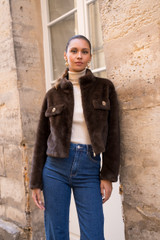 Faux Fur Jacket With Statement Buttons 