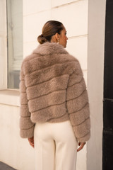 Diagonal Panel Faux Fur Jacket